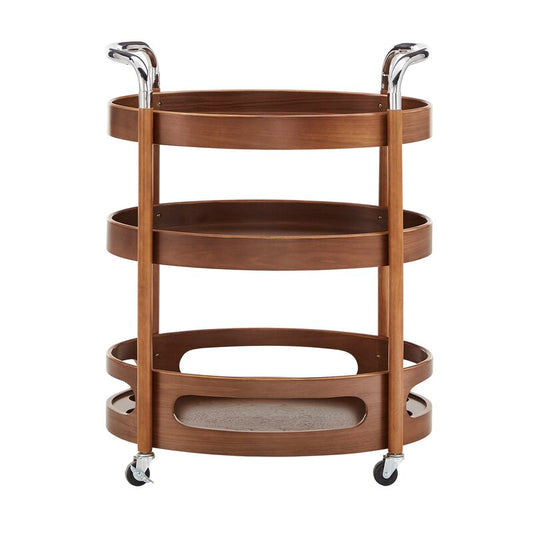 Bar Trolley : Oval Wooden Bar Trolley