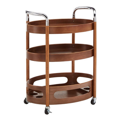 Bar Trolley : Oval Wooden Bar Trolley