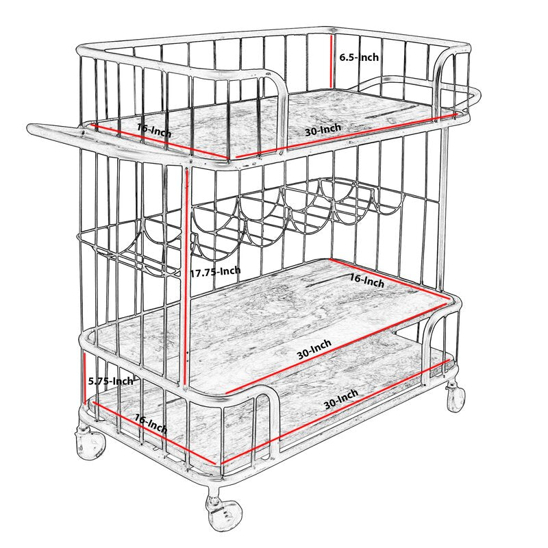 Bar Trolley : Rectangular Solid Wood Bar Trolley