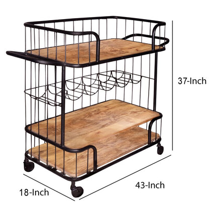 Bar Trolley : Rectangular Solid Wood Bar Trolley