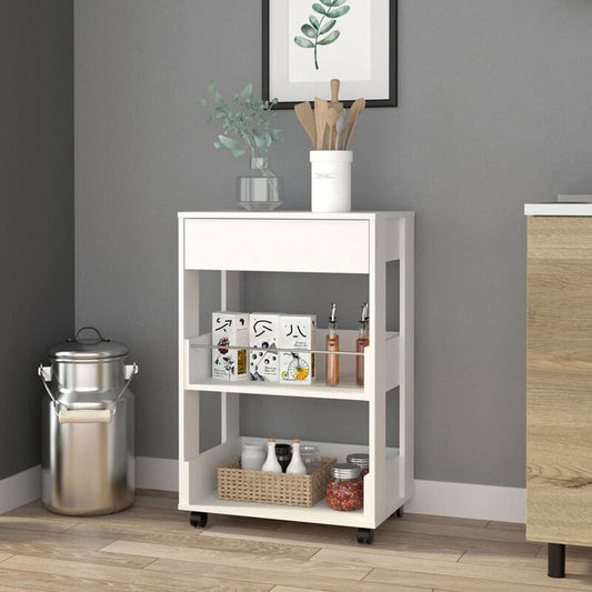 Bar Trolley: Rectangular White Bar Trolley