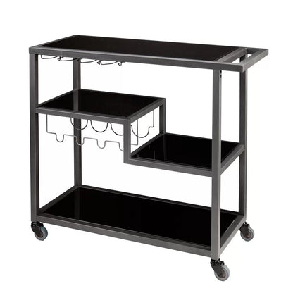 Bar Trolley : Rectangular White Finish Bar Trolley
