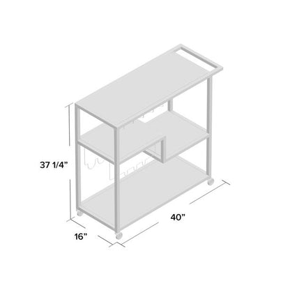 Bar Trolley Rectangular White Finish Bar Trolley