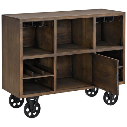 Bar Trolley: Rectangular Wooden Bar Trolley