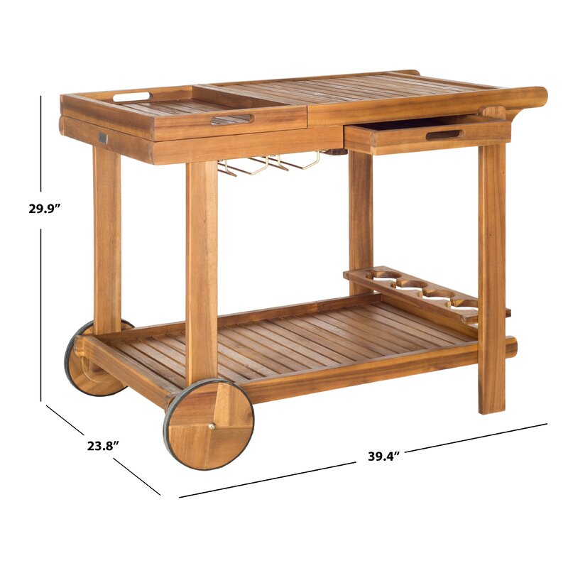 Bar Trolley: Rectangular Wooden Bar Trolley