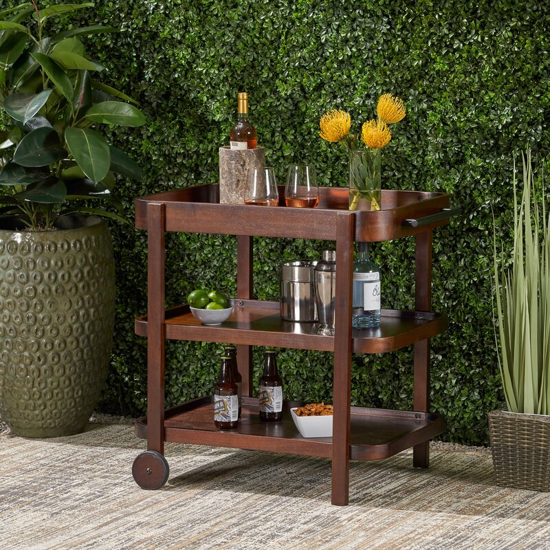 Bar Trolley : Rectangular Wooden Bar Trolley