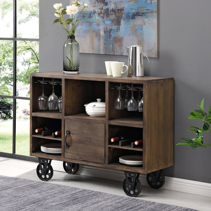 Bar Trolley: Rectangular Wooden Bar Trolley