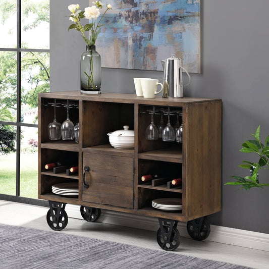 Bar Trolley: Rectangular Wooden Bar Trolley