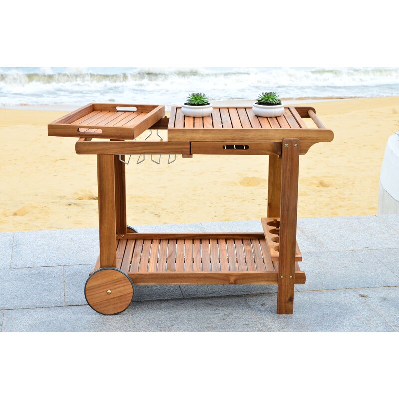 Bar Trolley: Rectangular Wooden Bar Trolley