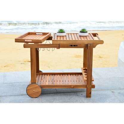 Bar Trolley: Rectangular Wooden Bar Trolley