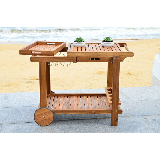 Bar Trolley: Rectangular Wooden Bar Trolley