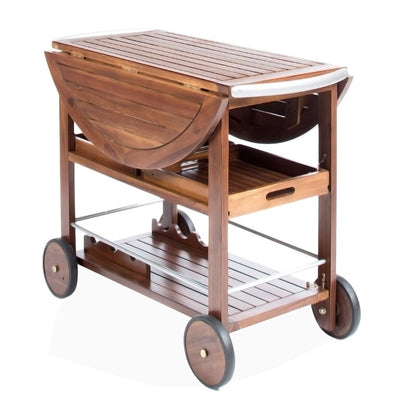 Bar Trolley: Round Wood Bar Trolley