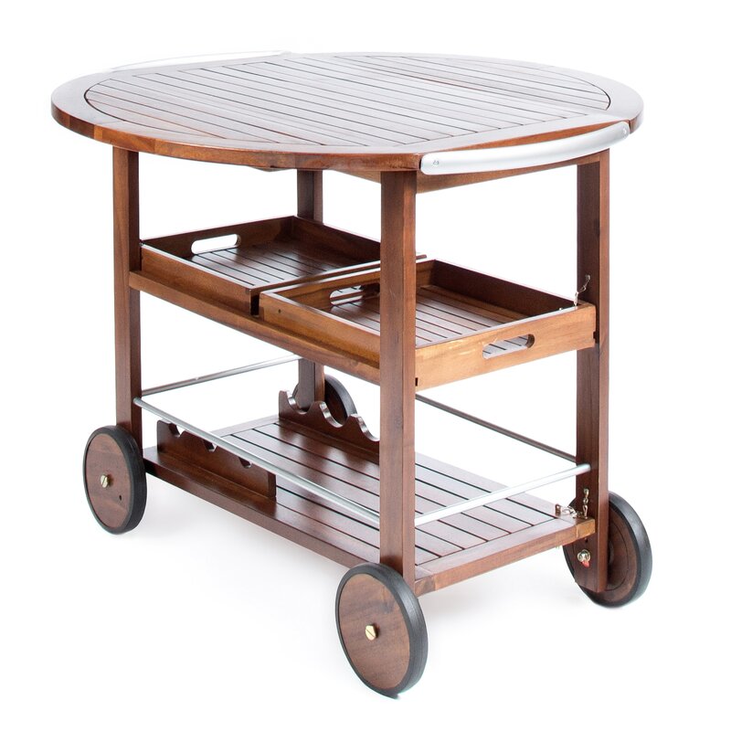 Bar Trolley: Round Wood Bar Trolley