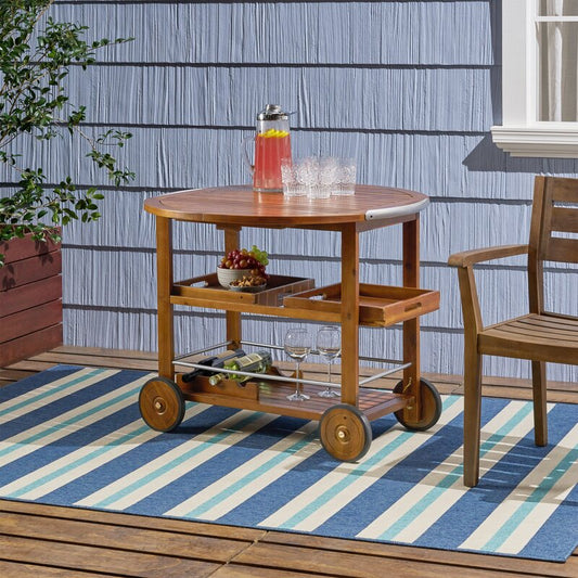 Bar Trolley: Round Wood Bar Trolley