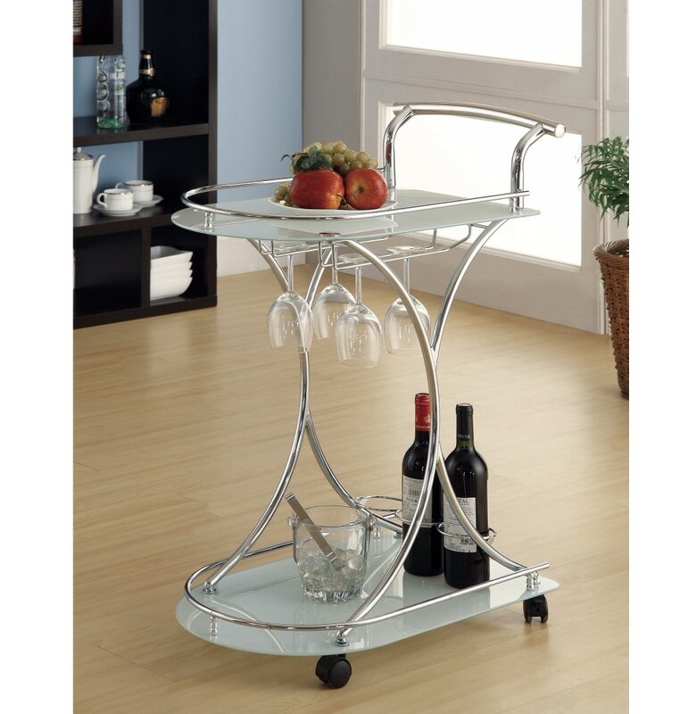 Bar Trolley : Silver Finish Bar Trolley