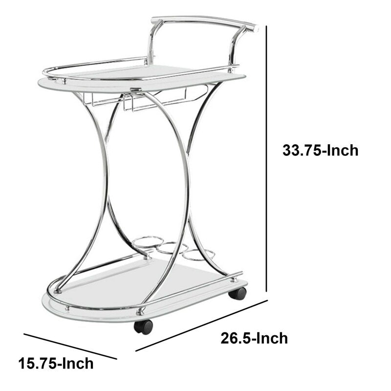 Bar Trolley : Silver Finish Bar Trolley