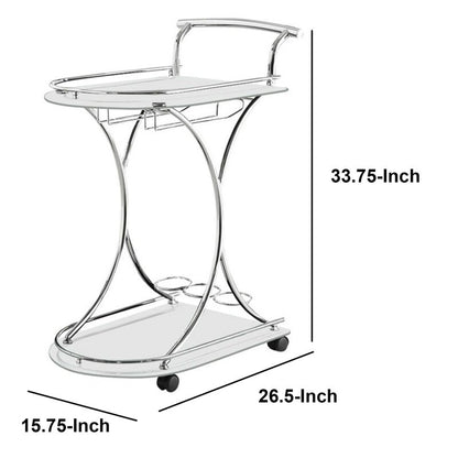 Bar Trolley : Silver Finish Bar Trolley