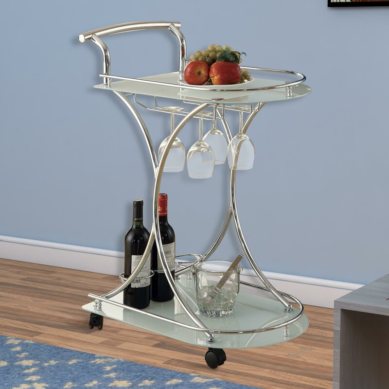 Bar Trolley : Silver Finish Bar Trolley