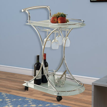 Bar Trolley : Silver Finish Bar Trolley