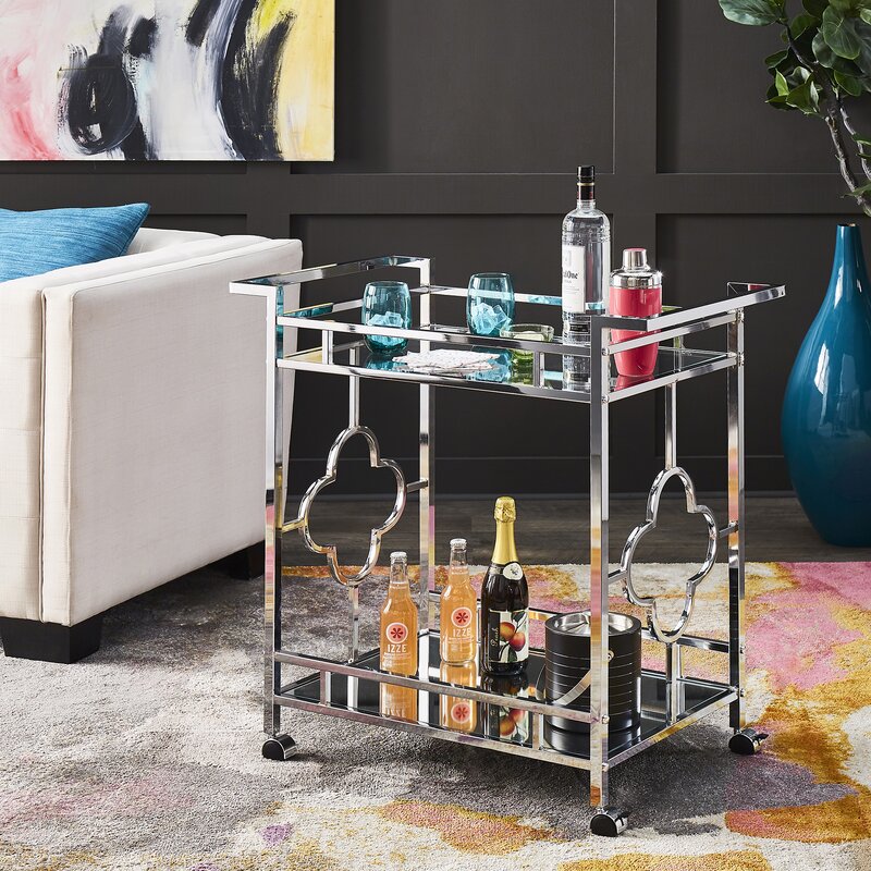 Bar Trolley : Silver Floral Bar Trolley