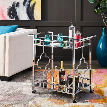 Bar Trolley : Silver Floral Bar Trolley