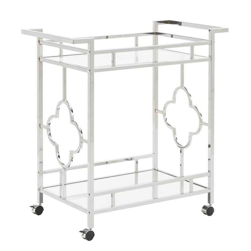 Bar Trolley : Silver Floral Bar Trolley