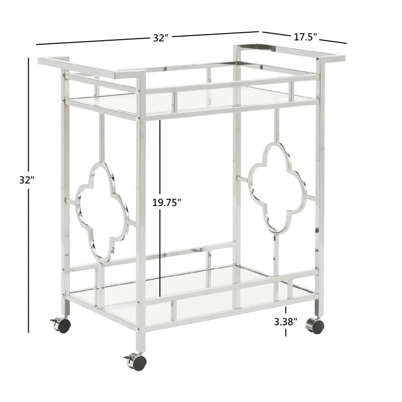 Bar Trolley Silver Floral Bar Trolley