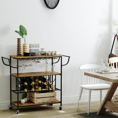Bar Trolley : Top Rustic Brown Bar Trolley