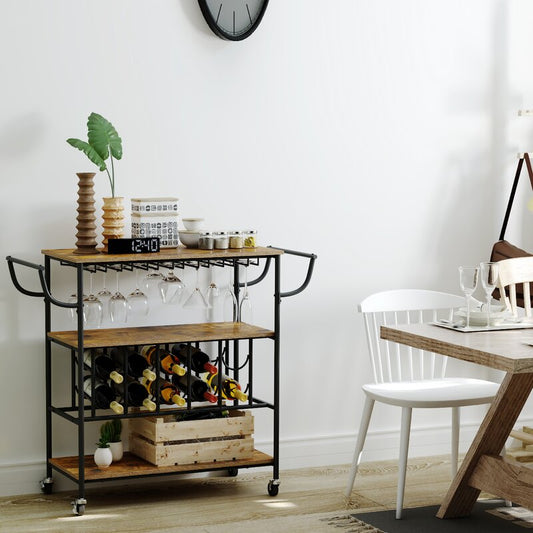 Bar Trolley : Top Rustic Brown Bar Trolley