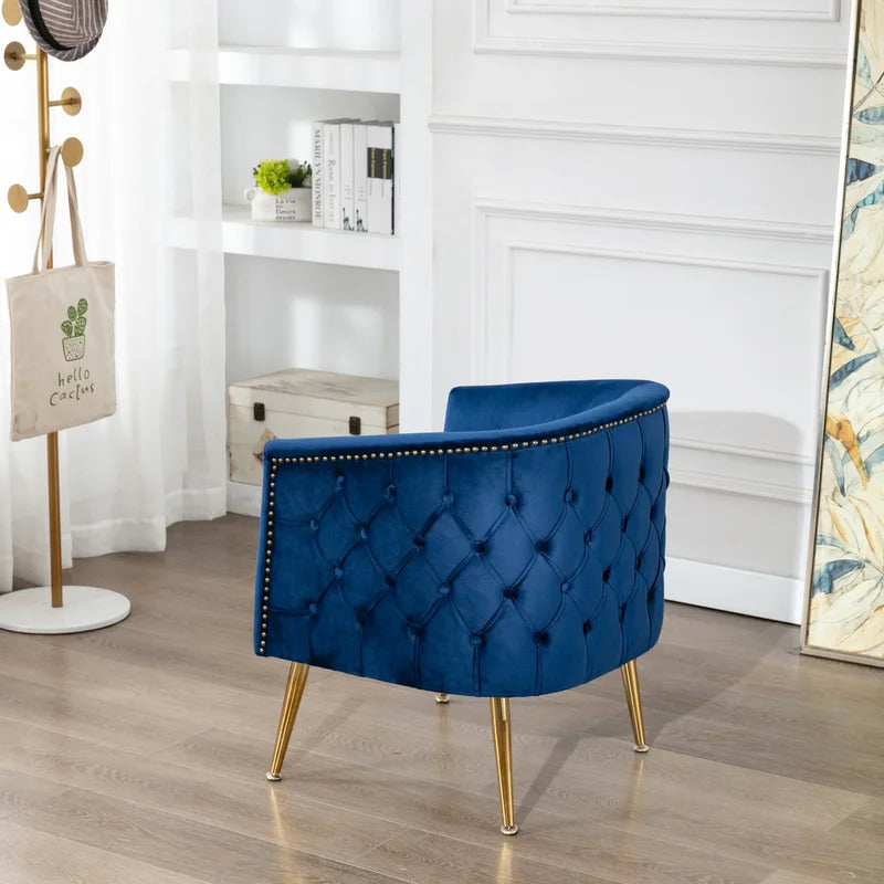 Barrel Chair: 25.2'' Wide Velvet Barrel Chair