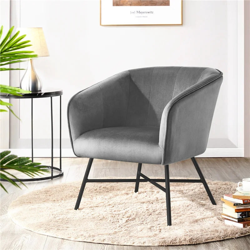 Barrel Chair: 25'' Wide Velvet Barrel Chair