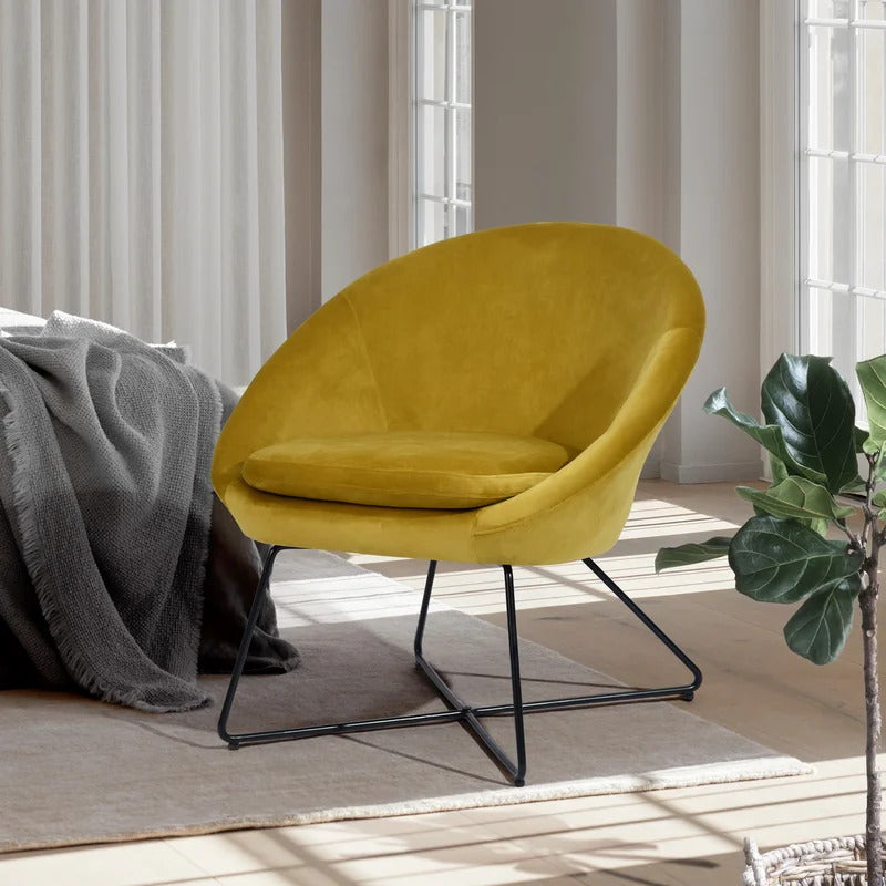 Barrel Chair: 26.77'' Wide Velvet Barrel Chair