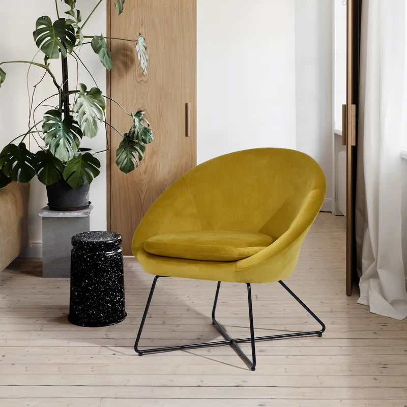 Barrel Chair: 26.77'' Wide Velvet Barrel Chair