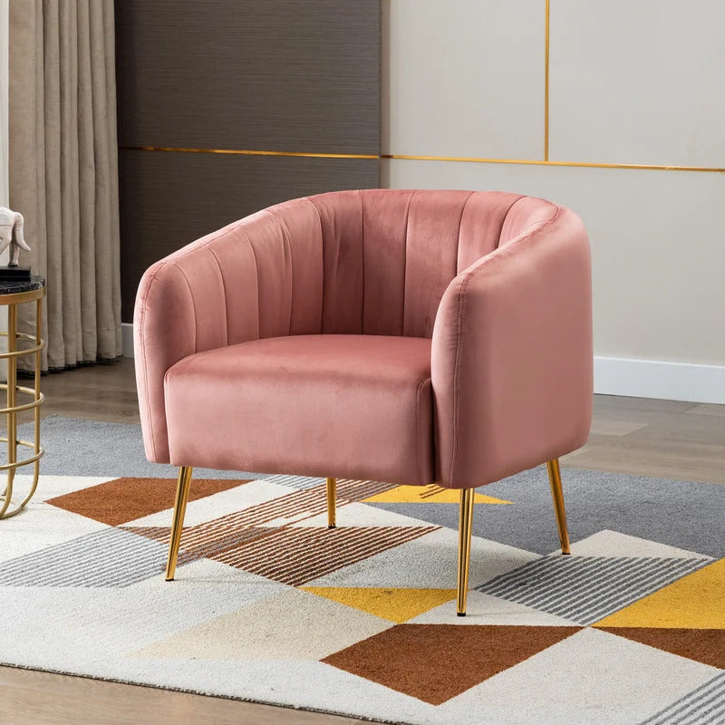 Barrel Chair: 27.75'' Wide Velvet Barrel Chair