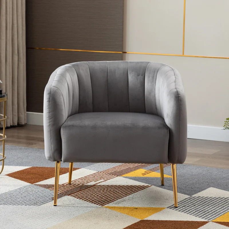 Barrel Chair: 27.75'' Wide Velvet Barrel Chair