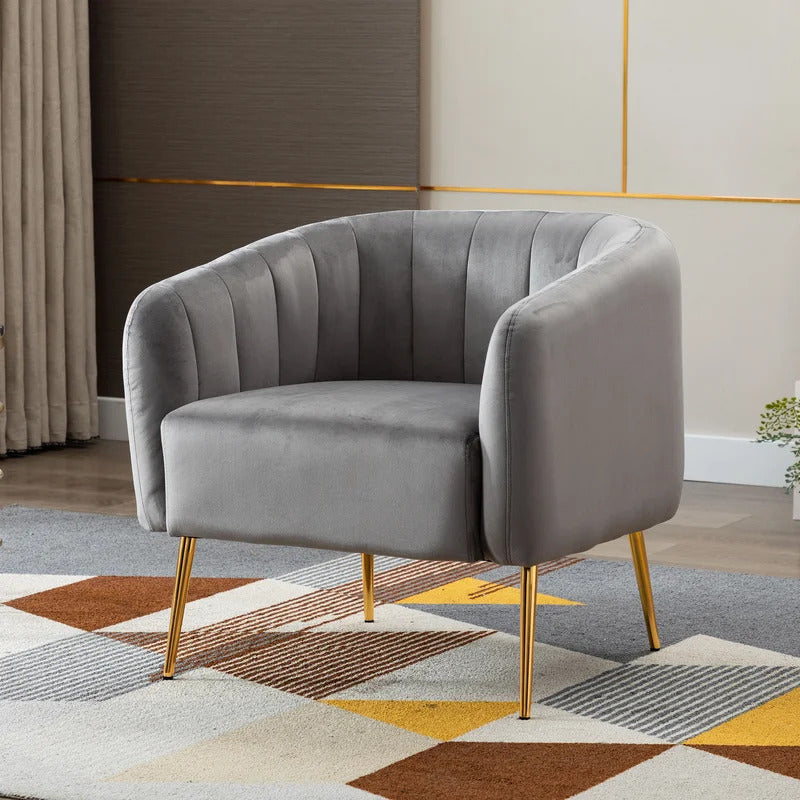 Barrel Chair: 27.75'' Wide Velvet Barrel Chair