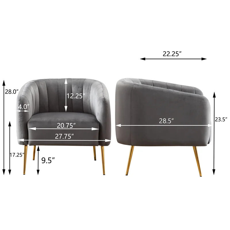 Barrel Chair: 27.75'' Wide Velvet Barrel Chair
