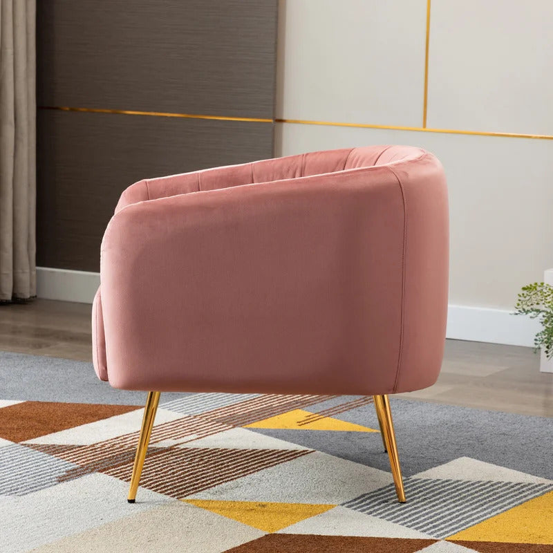 Barrel Chair: 27.75'' Wide Velvet Barrel Chair