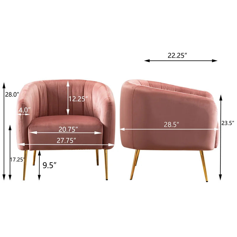 Barrel Chair: 27.75'' Wide Velvet Barrel Chair