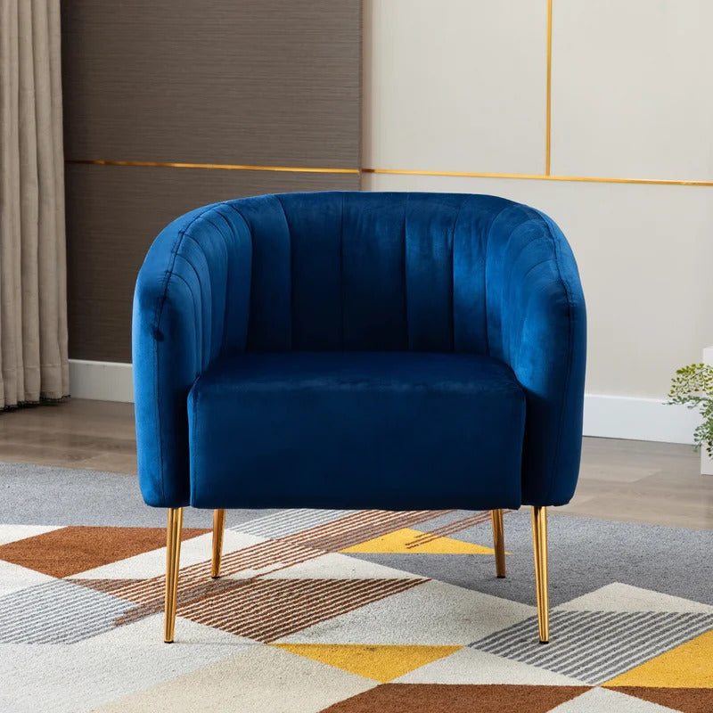 Barrel Chair: 27.75'' Wide Velvet Barrel Chair