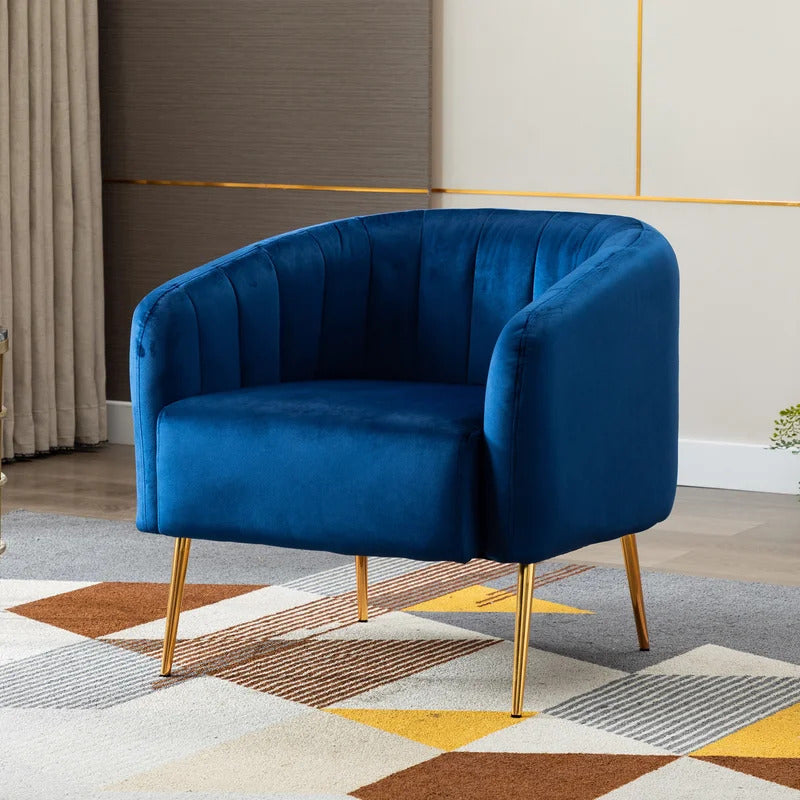 Barrel Chair: 27.75'' Wide Velvet Barrel Chair