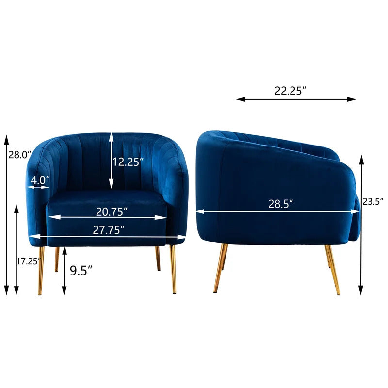 Barrel Chair: 27.75'' Wide Velvet Barrel Chair
