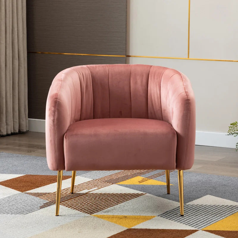 Barrel Chair: 27.75'' Wide Velvet Barrel Chair