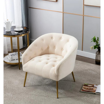 Barrel Chair: 28.4'' Wide Tufted Velvet Barrel Chair