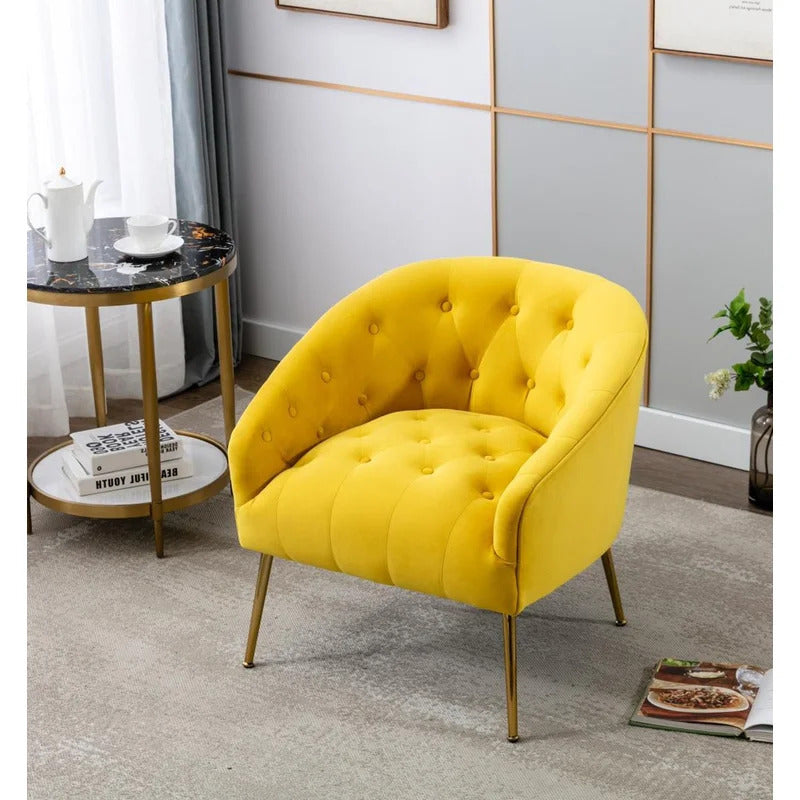 Barrel Chair: 28.4'' Wide Tufted Velvet Barrel Chair