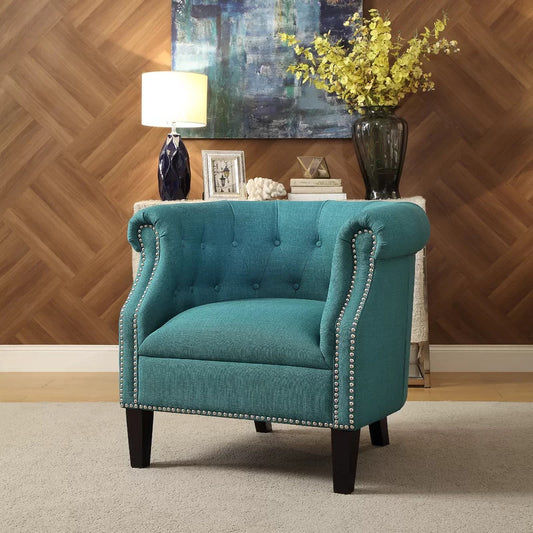 Barrel Chair: 29'' Wide Tufted Barrel Chair