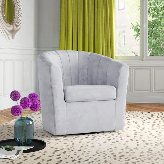 Barrel Chair: 30.7'' Wide Velvet Barrel Chair