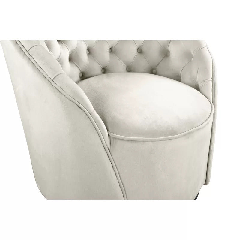 Barrel Chair: 30'' Wide Tufted Velvet Swivel Barrel Chair
