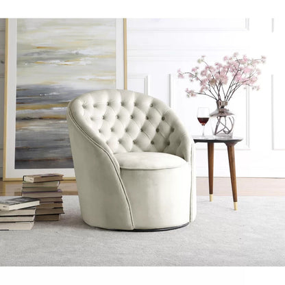 Barrel Chair: 30'' Wide Tufted Velvet Swivel Barrel Chair