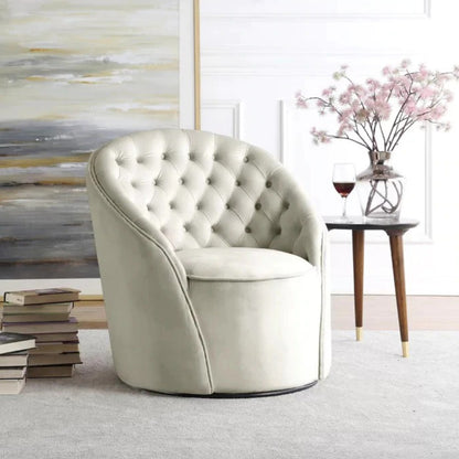 Barrel Chair 30'' Wide Tufted Velvet Swivel Barrel Chair
